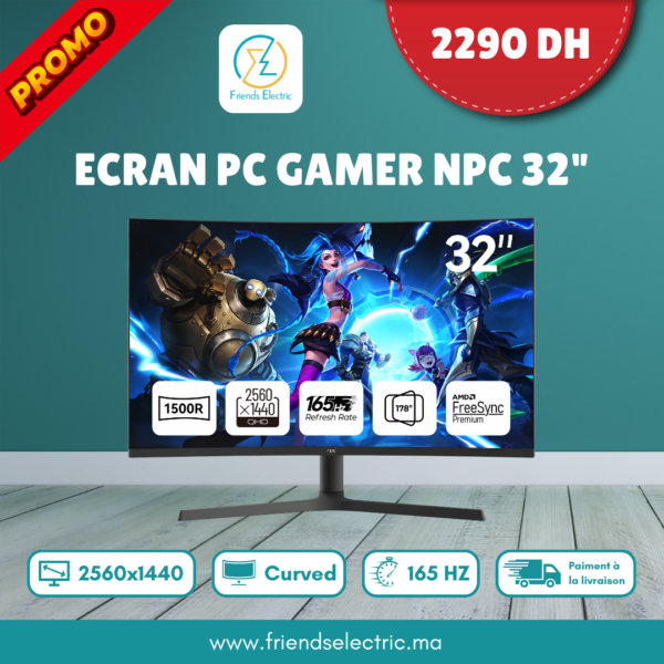 Écran Gamer NPC 32" 165Hz Curved