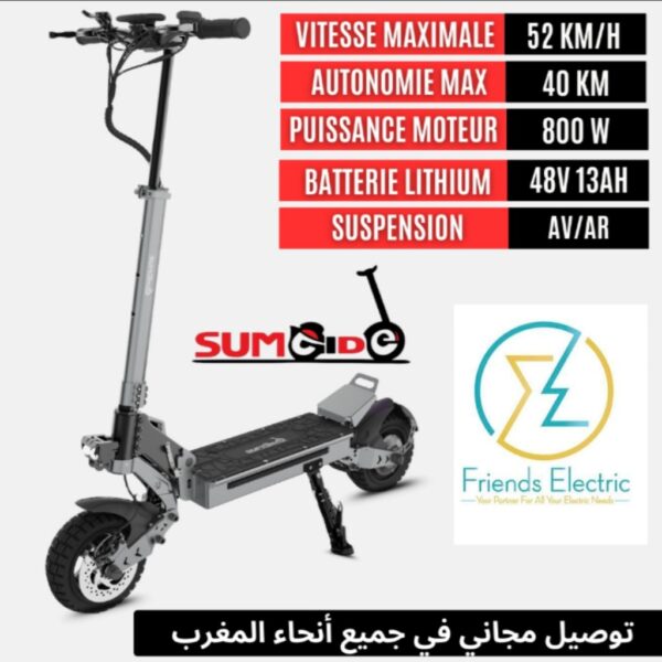 Trottinette électrique Z1 – 52 km/h, autonomie 40 km, moteur 800W