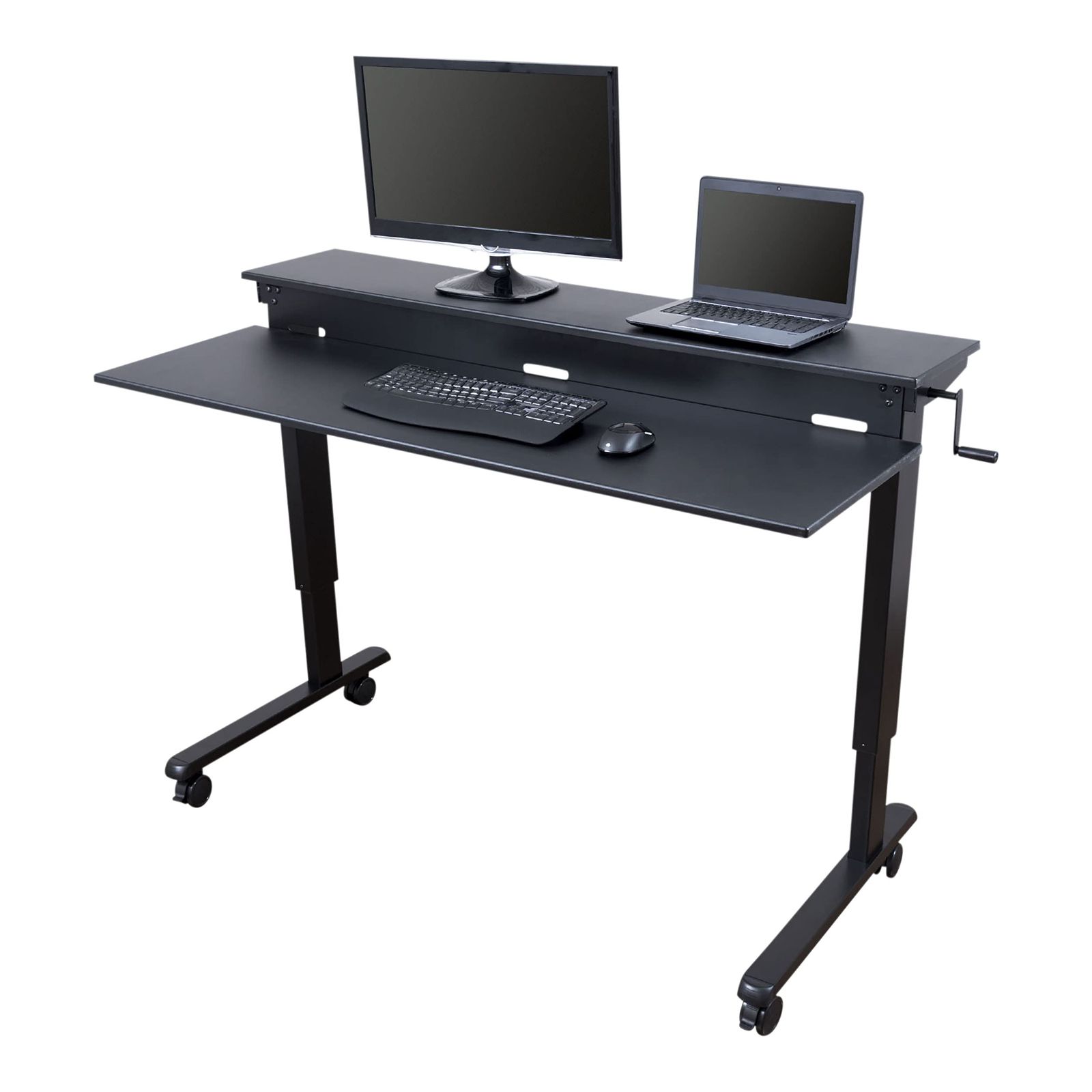 WhatsApp Image 2025-10-31 at 19.25.21 Bureau Réglable Manuel SUDC60-BK/BK – 160 cm Noir, Double Plateau Ergonomique – Image 1