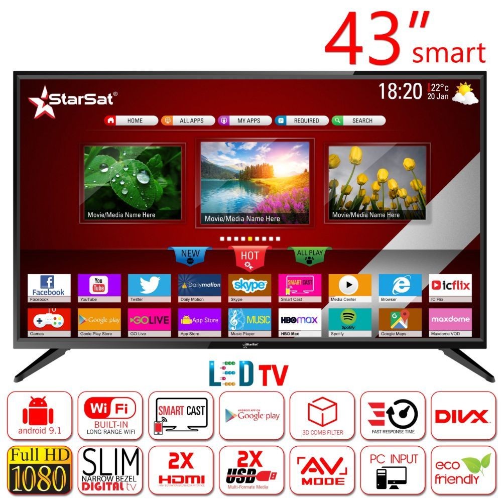 sv4305-ff6017 StarSat Smart TV LED Full HD 43 Pouces – Image 1