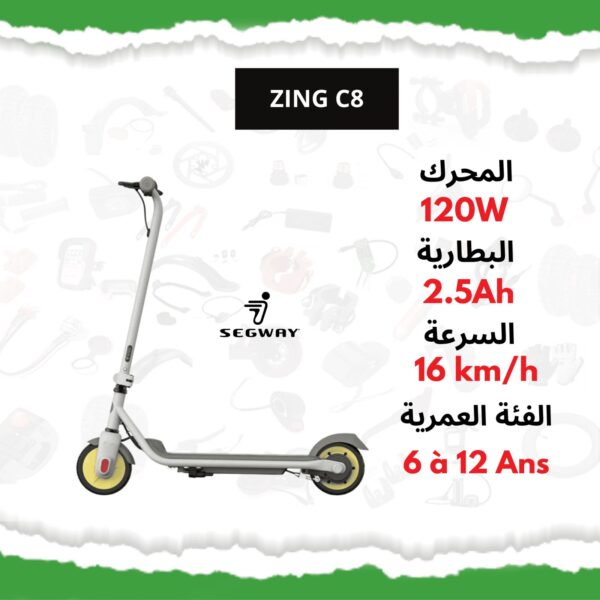 Trottinette Électrique Segway ZING C8 – 120W pour Enfants (6 à 12 ans)