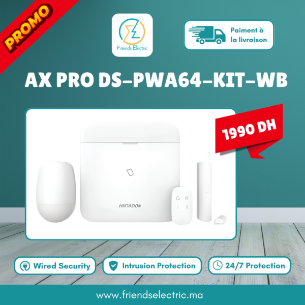 Kit d'Alarme Sans Fil Hikvision AX PRO DS-PWA64-KIT-WB