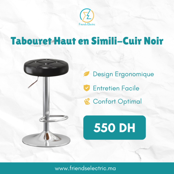 Chaise Haute en Simili-Cuir Noir