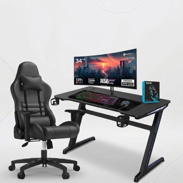 Setup Gaming Complet – Chaise Gamer + Bureau Gaming + Écran 34’’ Minifire