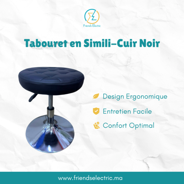 Tabouret en Simili-Cuir Noir