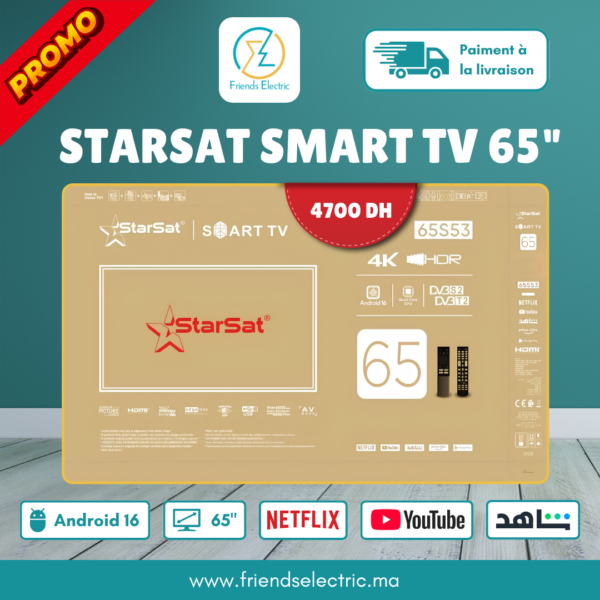 StarSat Smart TV 65 Pouces 4K UHD