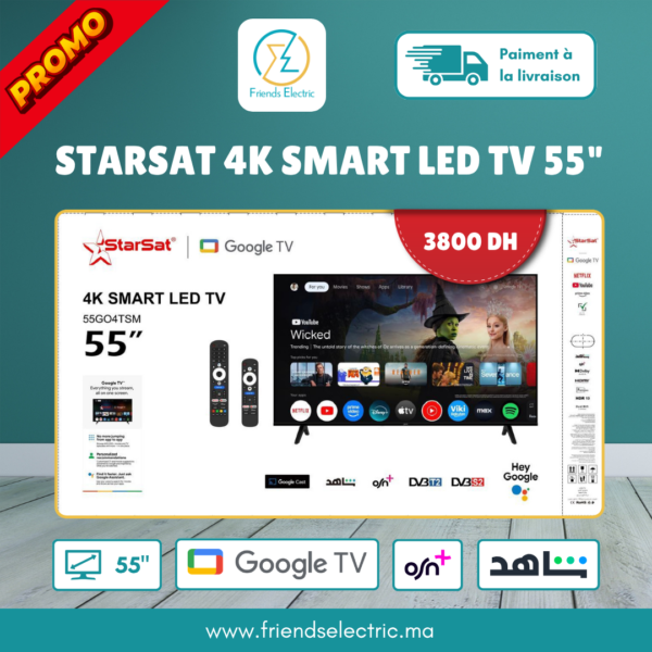 StarSat 4K Smart LED TV 55 Pouces Google TV