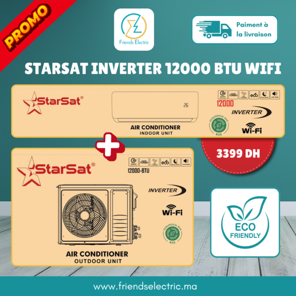 Climatiseur StarSat Inverter 12000 BTU Wi-Fi