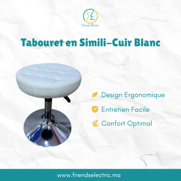 Tabouret en Simili-Cuir Blanc