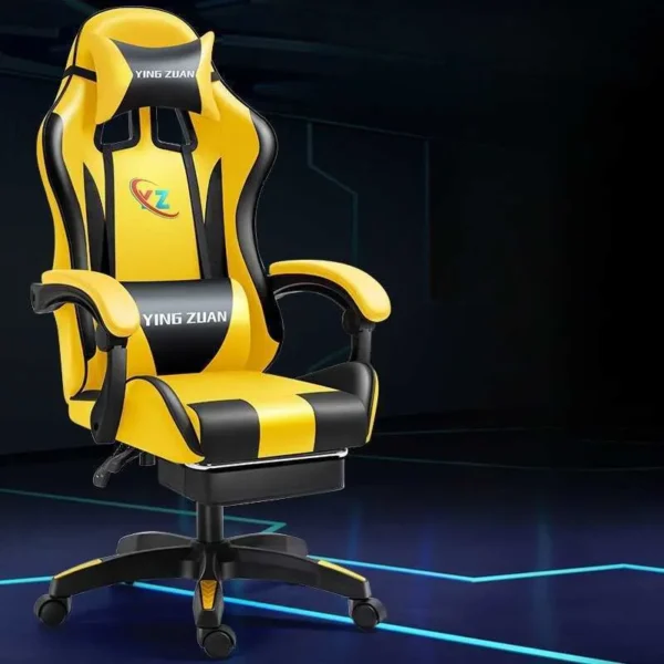 Chaise Gaming Ergonomique Ying Zuan – Jaune & Noir avec Repose-pieds
