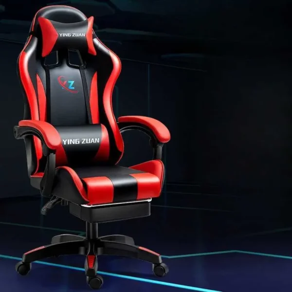 Chaise Gaming Ergonomique Ying Zuan – Rouge & Noir avec Repose-pieds