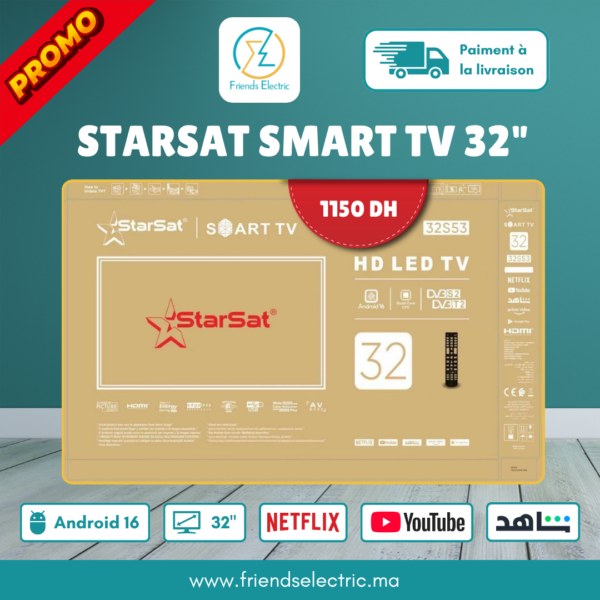 StarSat Smart TV 32 Pouces HD LED