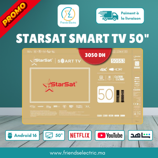 StarSat Smart TV 50 Pouces 4K UHD