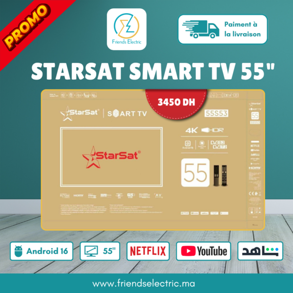 StarSat Smart TV 55 Pouces 4K UHD