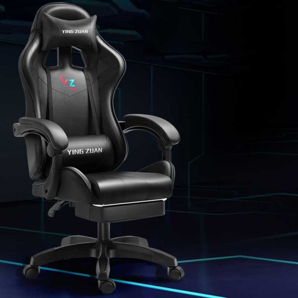 Chaise Gaming Ergonomique Ying Zuan – Full Black (Noir) avec Repose-pieds