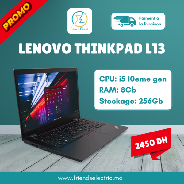 PC Portable Lenovo ThinkPad L13 – Intel Core i5 10ᵉ Génération | 8 Go RAM | 256 Go SSD