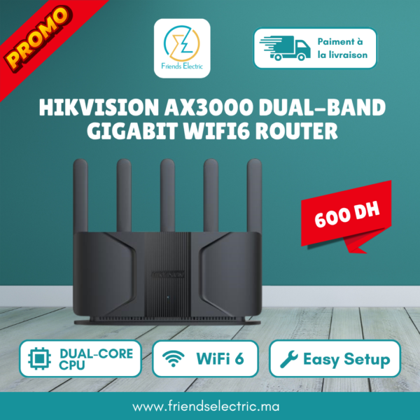 Routeur Wi-Fi 6 Hikvision DS-3WR30X AX3000 Dual-Band Gigabit