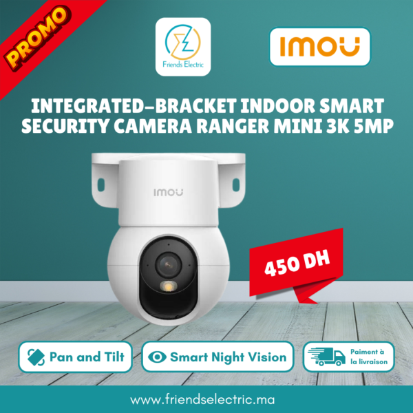 Caméra Intérieure Intelligente IMOU Ranger Mini 3K 5MP avec Support Intégré