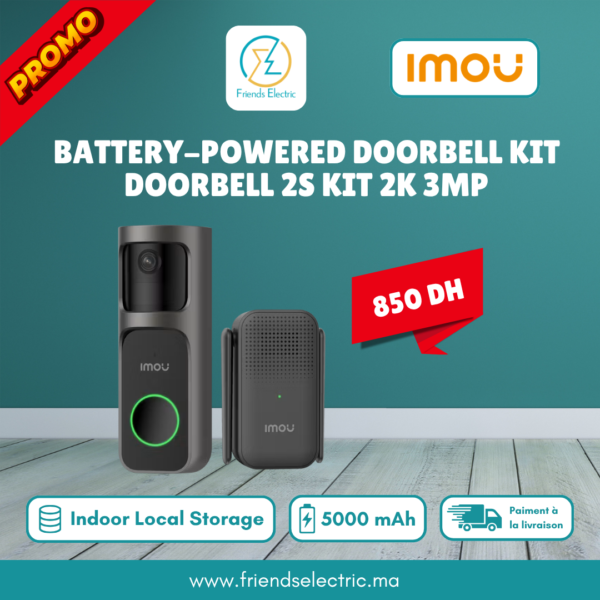 Kit Sonnette Vidéo Sans Fil IMOU Doorbell 2S Kit 2K 3MP
