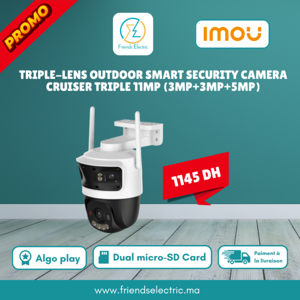 Caméra de Surveillance Extérieure Intelligente IMOU Cruiser Triple 11MP (3MP + 3MP + 5MP)