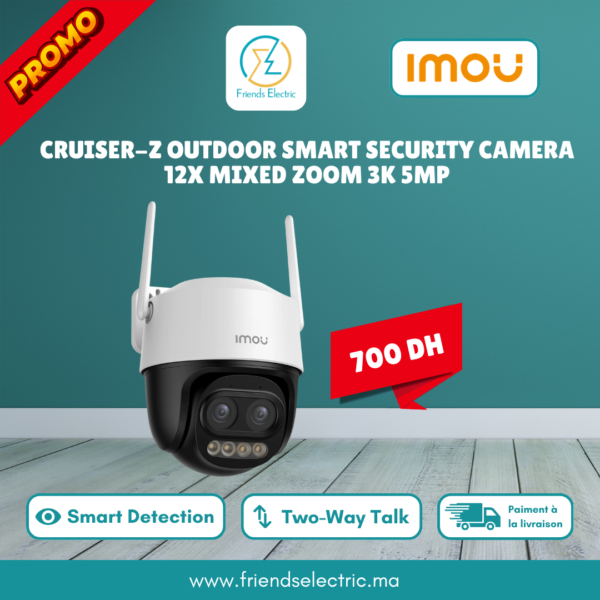 Caméra de Surveillance Extérieure Intelligente IMOU Cruiser Z 3K 5MP avec Zoom Hybride 12x