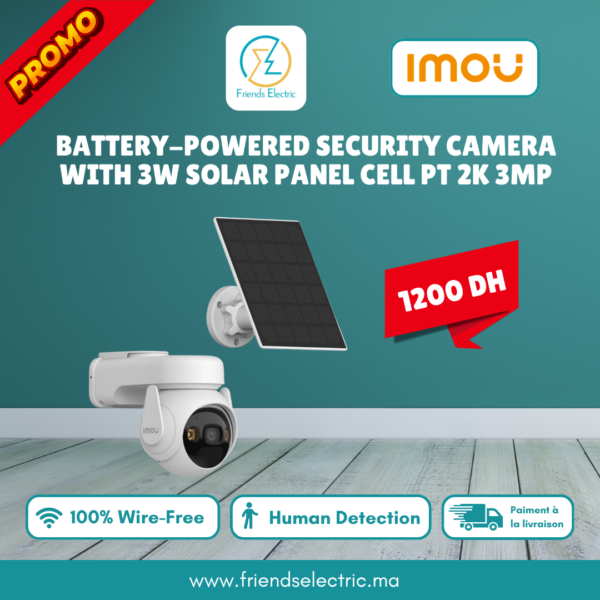 Caméra de Surveillance Extérieure IMOU Cell PT 2K 3MP avec Panneau Solaire 3W