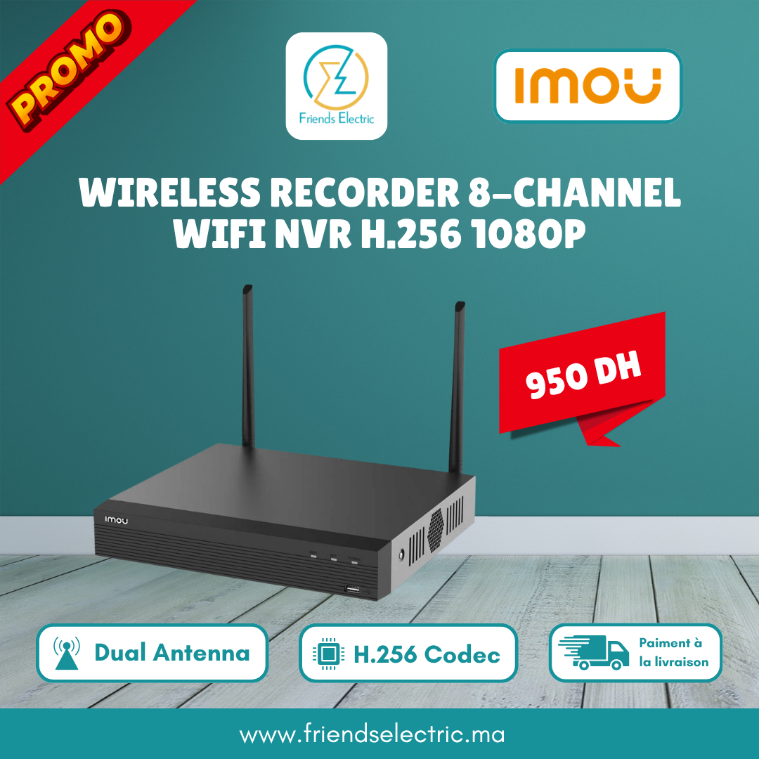 182 Enregistreur Vidéo Sans Fil IMOU NVR Wi-Fi 8 Canaux H.265 1080P – Image 1