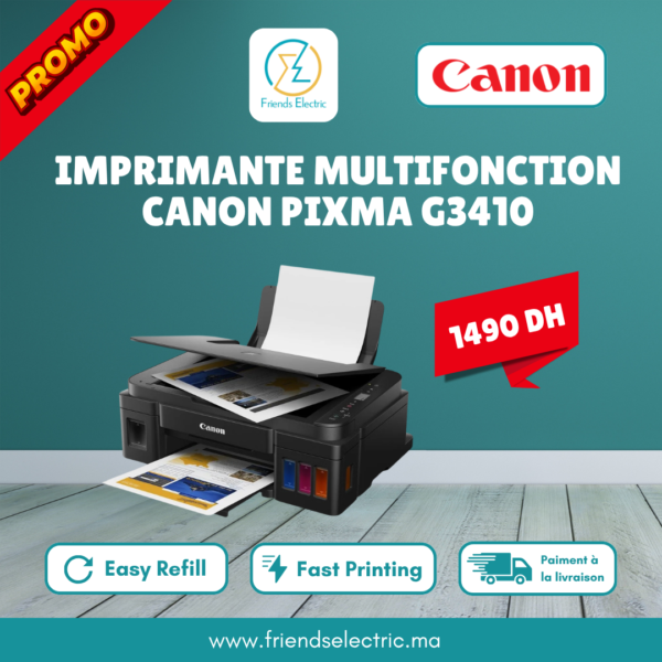 Imprimante Multifonction Canon PIXMA G3410 Wi-Fi avec Réservoirs d'Encre Rechargeables