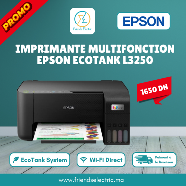 Imprimante Multifonction Epson EcoTank L3250 Wi-Fi avec Réservoirs d'Encre Rechargeables