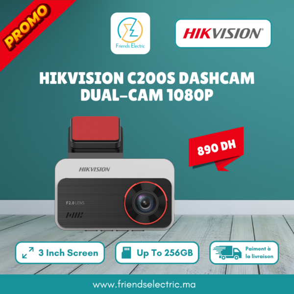 Dashcam Hikvision C200S Dual-Cam 1080P – Caméra Embarquée Avant & Arrière