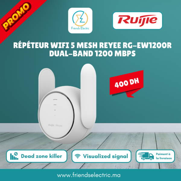 Répéteur WiFi 5 Mesh Reyee RG-EW1200R Dual-Band 1200 Mbps