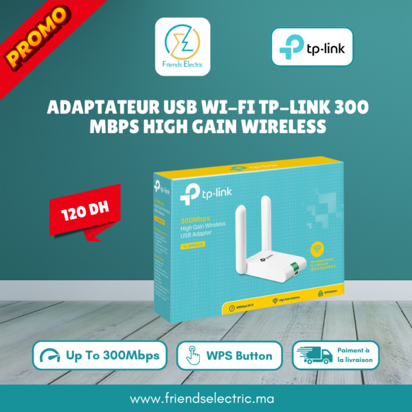 Adaptateur USB Wi-Fi TP-Link TL-WN822N – 300 Mbps High Gain Wireless N