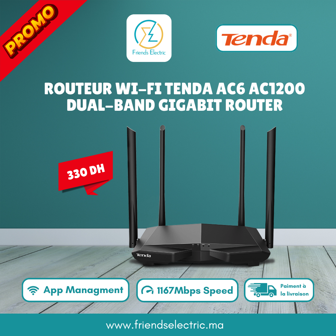 242 Routeur Wi-Fi Tenda AC6 – AC1200 Dual-Band Smart Router – Image 1