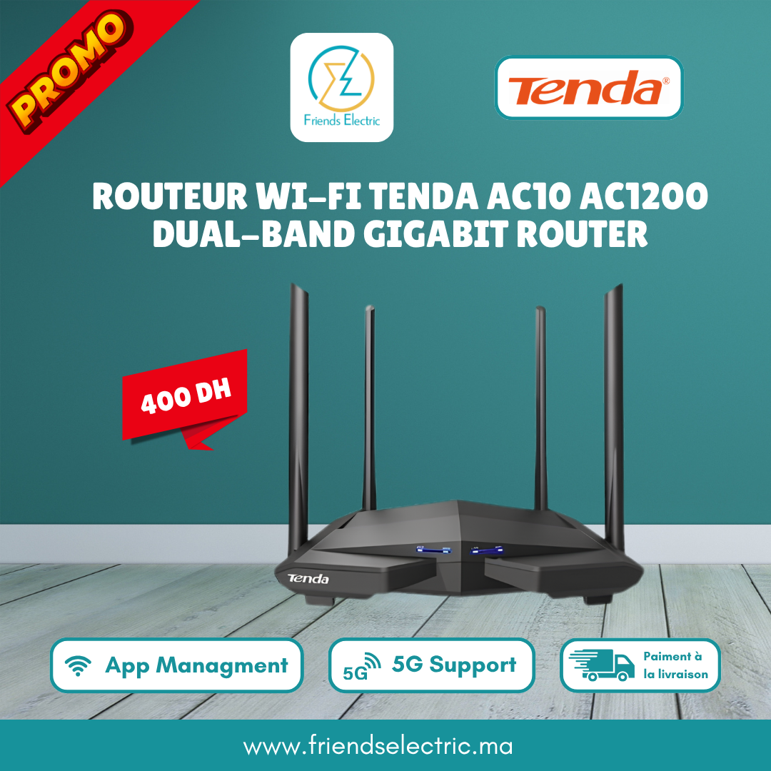 243 Routeur Wi-Fi Tenda AC10 – AC1200 Dual-Band Gigabit Router – Image 1