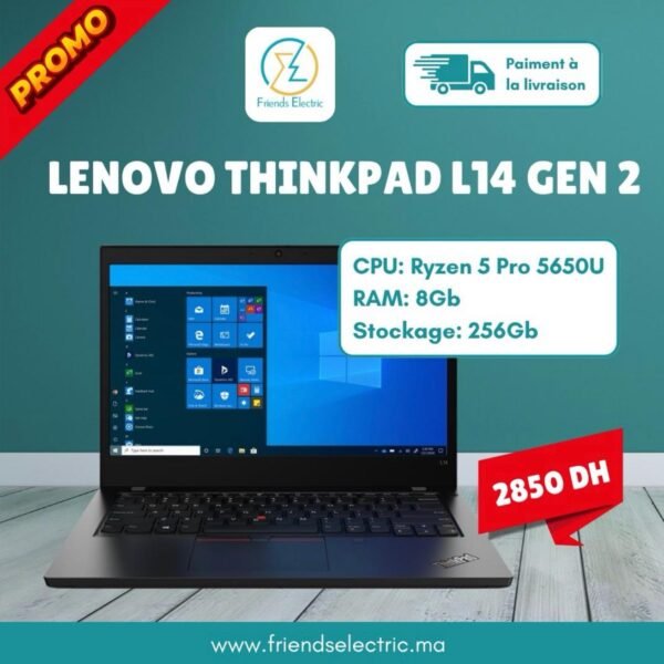 Lenovo ThinkPad L14 Gen 2 – Ryzen 5 PRO | 8 Go RAM | 256 Go